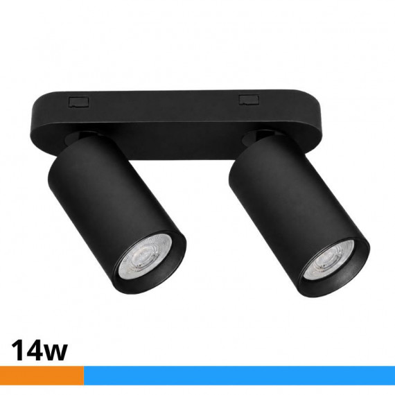 Aplique Led Negro 2 Focos Serie Flex Luz Fria AIRMEC 14W