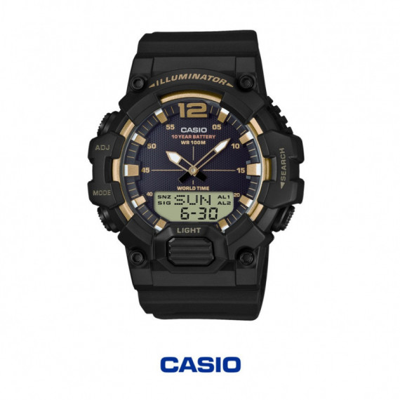 CASIO HDC-700-9A | Reloj Analógico-digital Negro y Dorado con Telememo, Hora Mundial y 100 M