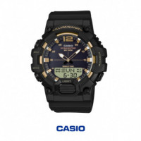 CASIO HDC-700-9A | Reloj Analógico-digital Negro y Dorado con Telememo, Hora Mundial y 100 M