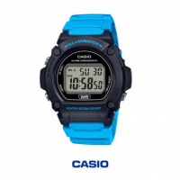 CASIO W-219H-2A2 | Reloj Digital Negro y Azul con Luz Led, Cronómetro y Resistencia Al Agua 50 M