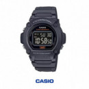 CASIO W-219H-8B | Reloj Digital Negro con Pantalla Invertida, Luz Led y Resistencia Al Agua 50 M