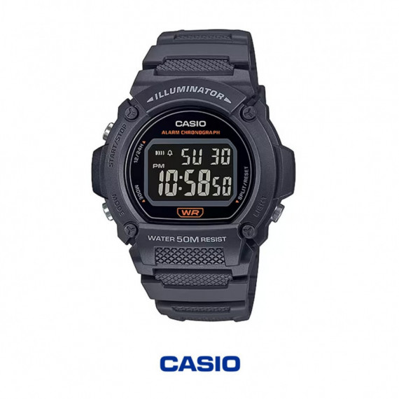 CASIO W-219H-8B | Reloj Digital Negro con Pantalla Invertida, Luz Led y Resistencia Al Agua 50 M