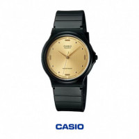 CASIO MQ-76-9AL | Reloj Analógico Negro con Esfera Dorada