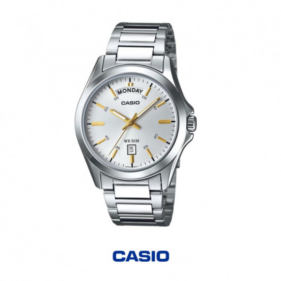 CASIO MTP-1370D-7A2 | Reloj Analógico con Calendario y Esfera Plateada