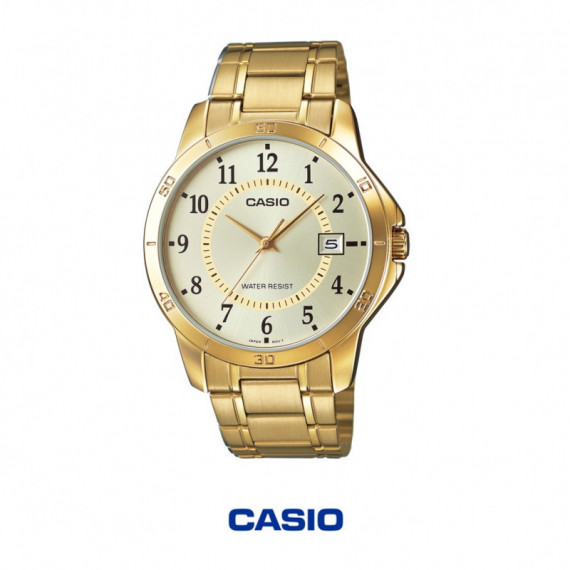 CASIO MTP-V004G-9B | Reloj Analógico Dorado con Calendario