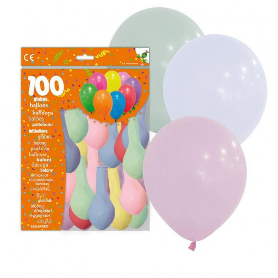 Bolsa de 100 Globos Surtidos Pastel 9RPBABY