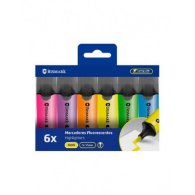 Marcador Fluorescente de Larga Duraci&oacute;n 6 Colores 332208