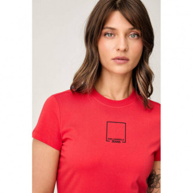 KLJ SLIM OUTLINE LOGO TEE HIGH RISK RED