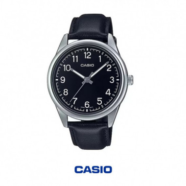 CASIO MTP-V005L-1B4 | Reloj Anal&oacute;gico Negro con Correa de Cuero