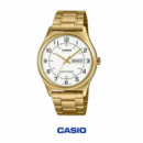 Casio MTP-V006G-7B | Reloj analógico dorado con día y fecha