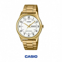 Casio MTP-V006G-7B | Reloj analógico dorado con día y fecha