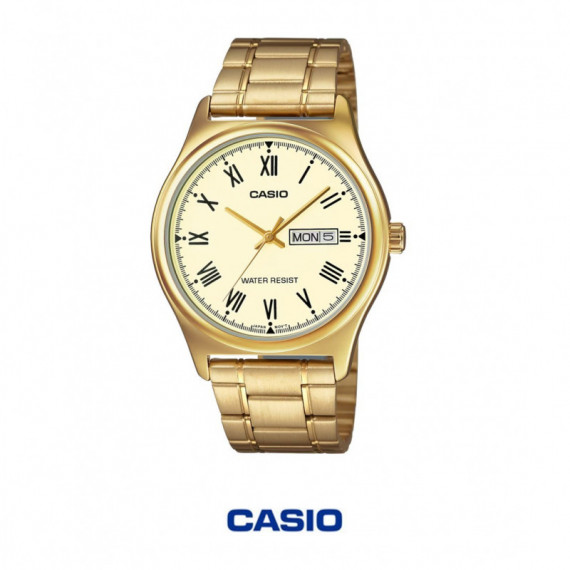 CASIO MTP-V006G-9B - Reloj Analógico Hombre Día y Fecha Dorado