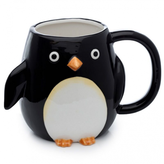 Taza de Cerámica 3D con Forma de Pingüino