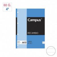 Recambio CAMPUS 4º 100 Hojas con 4 Taladros 60 G Rayado Horizontal con Margen - Guanxe Atlantic Marketplace