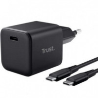 Cargador Gan TRUST Maxo Usb-c 65W + Cable Usb-c 2M Black