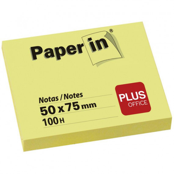 Notas Autoadhesivas Amarillas 50X75 Mm 100 Hojas  PLUS OFFICE