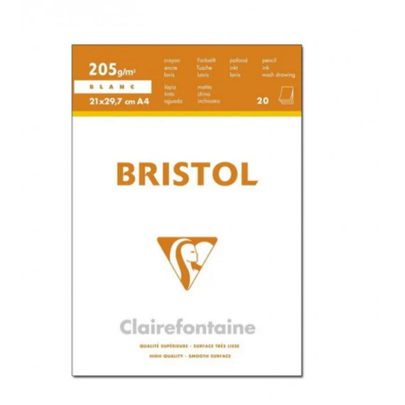 Bloc de Dibujo Bristol 21X29.7 Cm 20 Hojas 205 G 96173C  FABRIANO