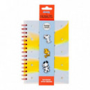 Libreta A5 de Papel Reciclado a Rayas con Charms de PEANUTS Snoopy y Woodstock