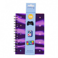Libreta A5 de Papel Reciclado a Rayas con Charms de Game Over  KIDS LICENSING