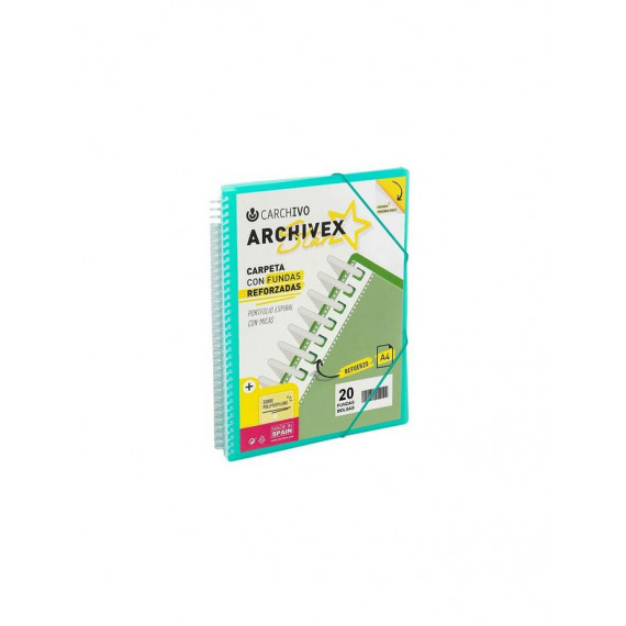 Carpeta A4 CARCHIVO con Espiral y 60 Fundas Verde