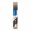 Recambio para Bolígrafo Borrable PILOT Frixion Ball Negro 3 Unidades