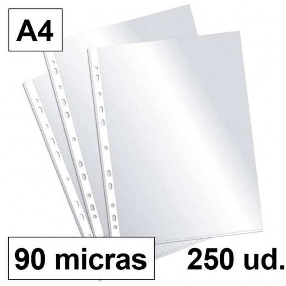 Fundas Multitaladro A4 Cristal 90 Micras Caja de 10 Unidades