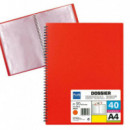 Carpeta de 40 Fundas con Espiral Roja
