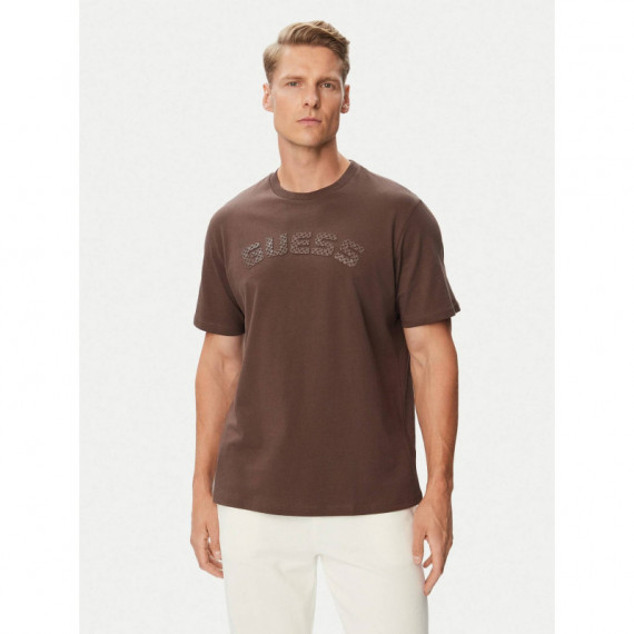 Anton Cn Ss T-shirt Chocolate Brownie  GUESS