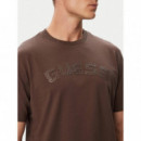 Anton Cn Ss T-shirt Chocolate Brownie  GUESS