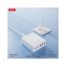 XO Estacion De Carga 6 Puertos 3XTIpo C Y 3X Usb-A C 75W  Blanco XO-L133