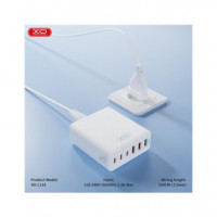 XO Estacion de Carga 6 Puertos 3XTIPO C y 3X Usb-a C 75W  Blanco XO-L133