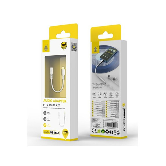 ONE PLUS Adaptador Lightning/m a Jack 3.5MM/H NB1667 Blanco