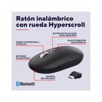 TRUST Raton Inalambrico BLUETOOTH Seron Hyperscroll Negro Silencioso Recargable 26018