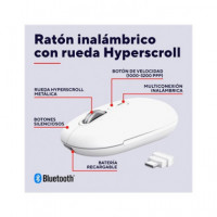 TRUST Raton Inalambrico BLUETOOTH Seron Hyperscroll Blanco Silencioso Recargable 26019