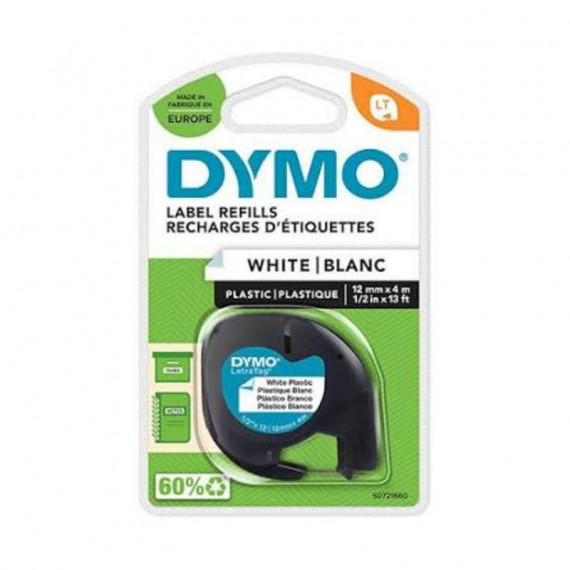 Cinta DYMO Tag de 12 Mm X 4 Metros de Plástico Blanco