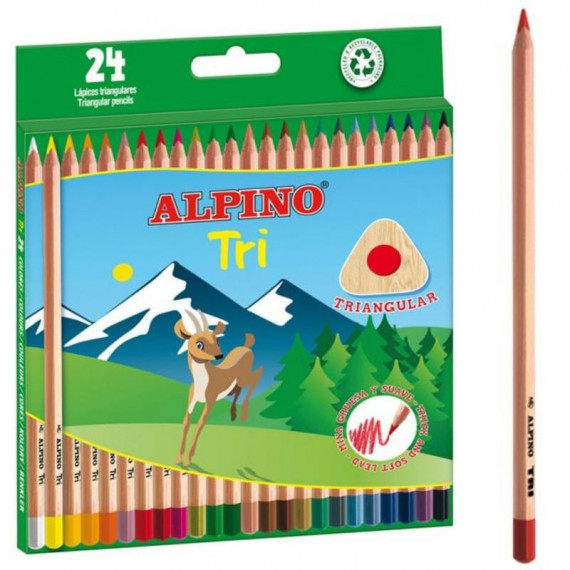 Creyones ALPINO de 24 Colores Triangulares