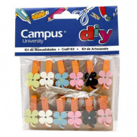 Set de Manualidades CAMPUS con Pinzas de Flores 12 Unidades