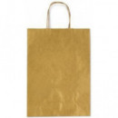 Bolsa de Papel Kraft ALLEGRA Color Oro 22X10X27 Cm