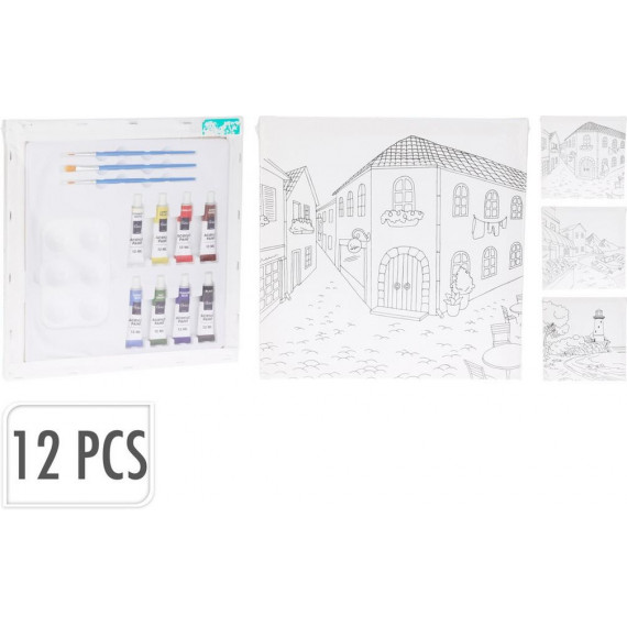 Lienzo Predibujado con Pinturas Acrílicas