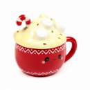 Taza de Cerámica con Tapa FOODIEMALS Chocolate Caliente Navidad