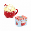 Taza de Cerámica con Tapa FOODIEMALS Chocolate Caliente Navidad