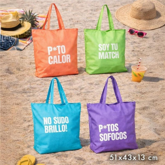 Bolsa de Playa con Frases Calor-es 51X13X43 Cm Surtidos