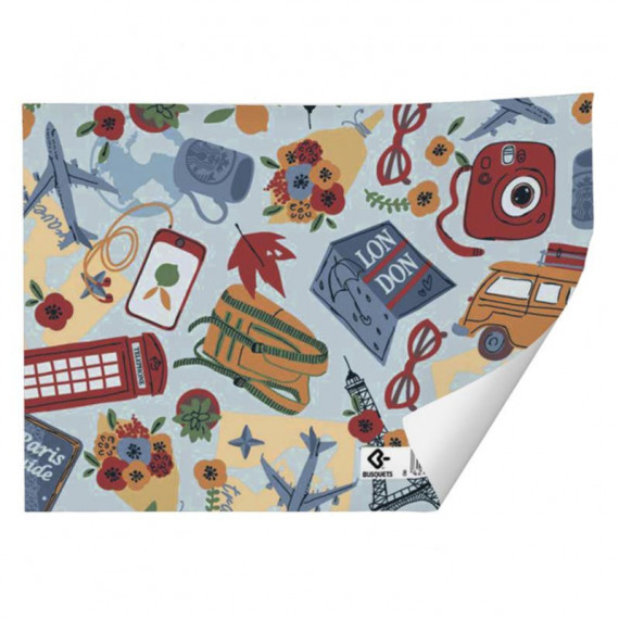 Papel de Regalo BUSQUETS Kraft 70X100 Cm Viajes