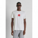 Camiseta de corte regular en punto de algodón ligero con estampado de Antony Morato