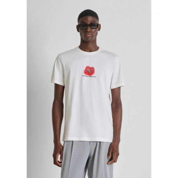 Camiseta de corte regular en punto de algodón ligero con estampado de Antony Morato
