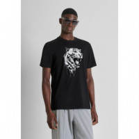 Camiseta en Punto de Algodón Ligero con Estampado de Tigre ANTONY MORATO