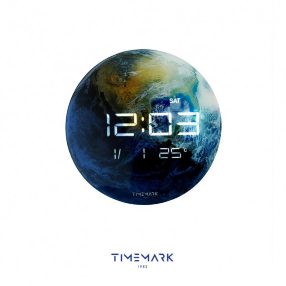 CL-INDIA Timemark - Reloj Digital Decorativo Tierra con Temperatura, Calendario y Pantalla LED