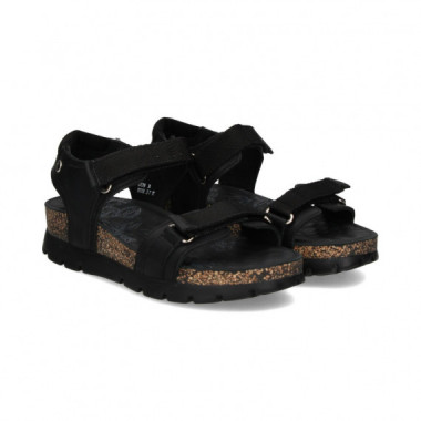 Sandalia Velcro/argolla Grass Negro  PANAMA JACK