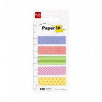 Banderitas Autoadhesivas de Papel Plus Office con 5 Diseños y Colores 12x45 mm 100 Unidades