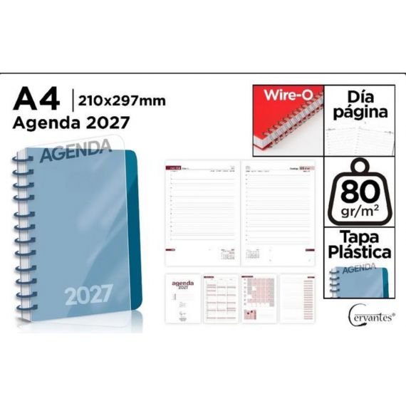 Agenda 2027 de Oficina A4 de Polipropileno Azul